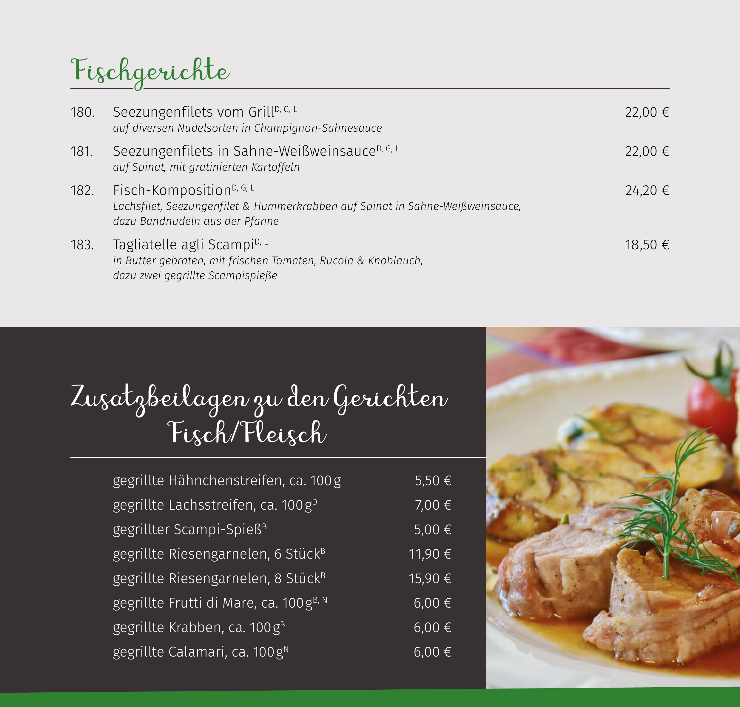 <a href="#Speisekarte">Fischgerichte</a>